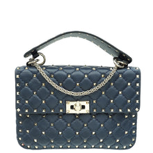 Valentino Navy Blue Rockstud Spike Flap Chain Medium Bag