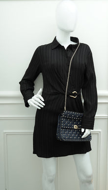 Valentino Navy Blue Rockstud Spike Flap Chain Medium Bag