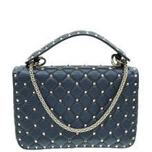 Valentino Navy Blue Rockstud Spike Flap Chain Medium Bag