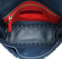Valentino Navy Blue Rockstud Spike Flap Chain Medium Bag