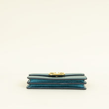Valentino Metallic Teal Vlogo Wallet On Chain