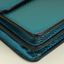 Valentino Metallic Teal Vlogo Wallet On Chain