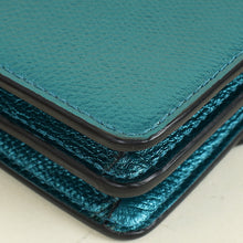 Valentino Metallic Teal Vlogo Wallet On Chain