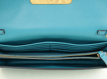 Valentino Metallic Teal Vlogo Wallet On Chain