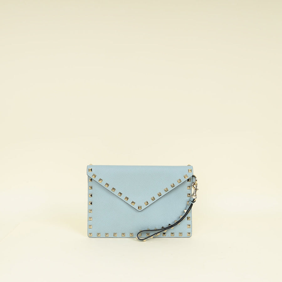 Valentino Stone Rockstud Envelope Wristlet Pouch