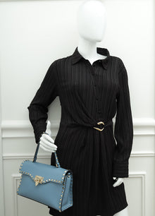 Valentino Blue Rockstud Single Handle Flap Bag