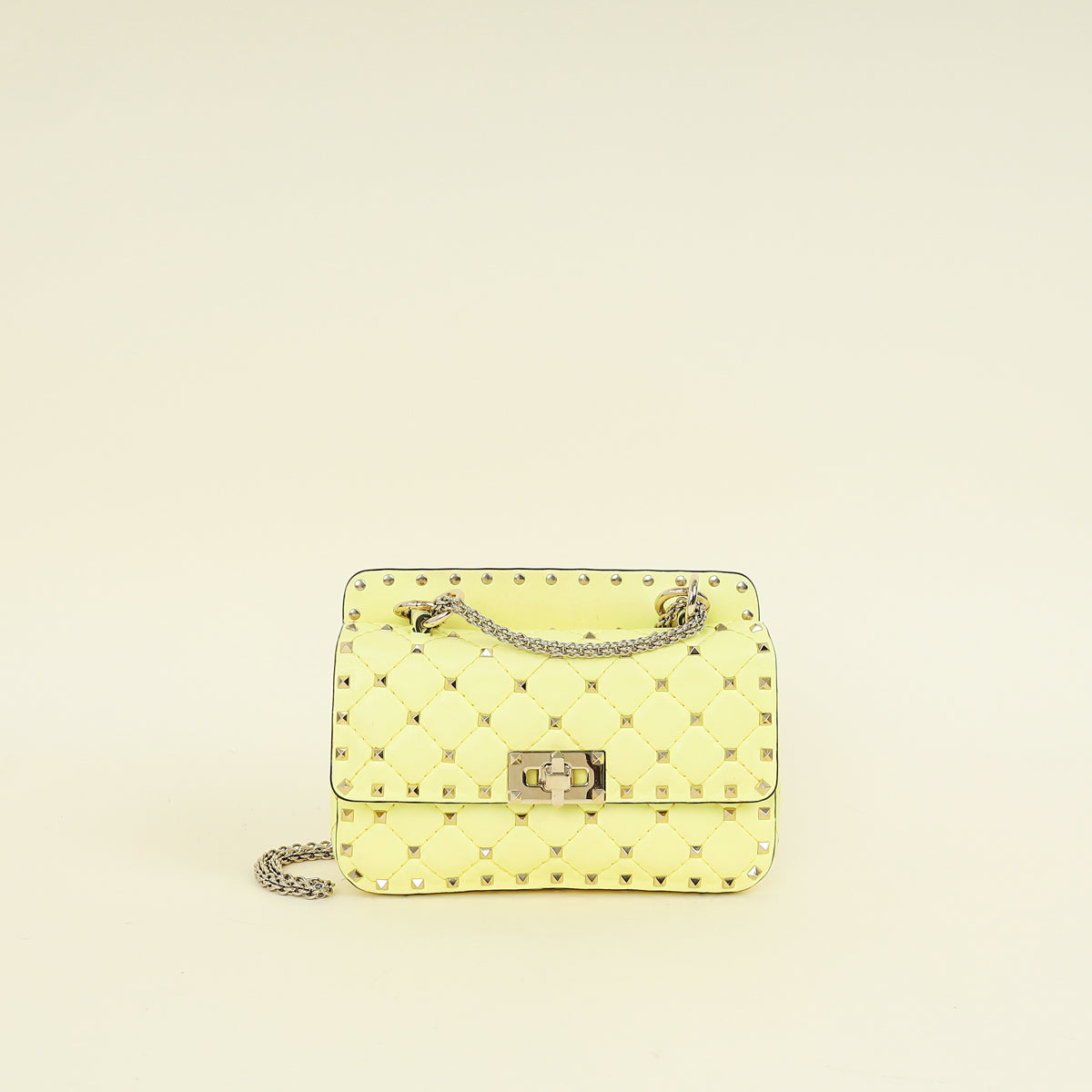Valentino Yellow Spike Rockstud Small Flap Bag