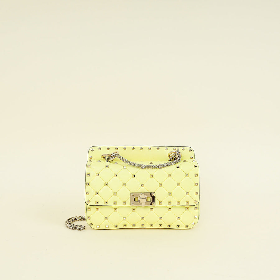 Valentino Yellow Spike Rockstud Small Flap Bag