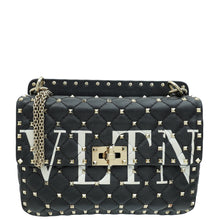 Valentino Black VLTN Spike Rockstud Flap Medium Shoulder Bag