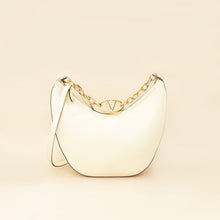 Valentino Ivory VLogo Moon Medium Hobo Bag W/ Chain