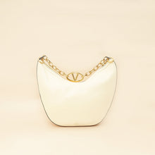 Valentino Ivory VLogo Moon Medium Hobo Bag W/ Chain