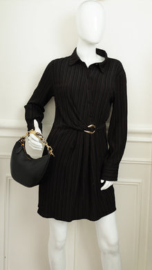 Valentino Black VLogo Moon Mini Hobo Bag W/ Chain