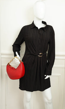 Valentino Red VLogo Moon Mini Hobo Bag W/ Chain