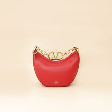 Valentino Red VLogo Moon Mini Hobo Bag W/ Chain