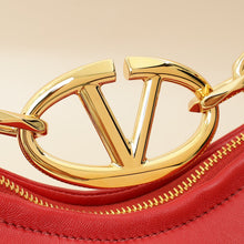 Valentino Red VLogo Moon Mini Hobo Bag W/ Chain