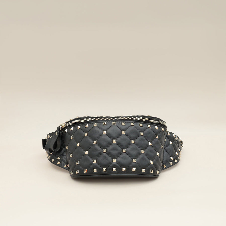 Valentino Black Rockstud Spike Belt Bag