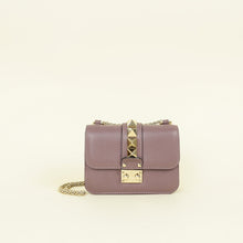 Valentino Dark Mauve Rockstud Glam Lock Flap Mini Shoulder Bag
