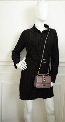 Valentino Dark Mauve Rockstud Glam Lock Flap Mini Shoulder Bag