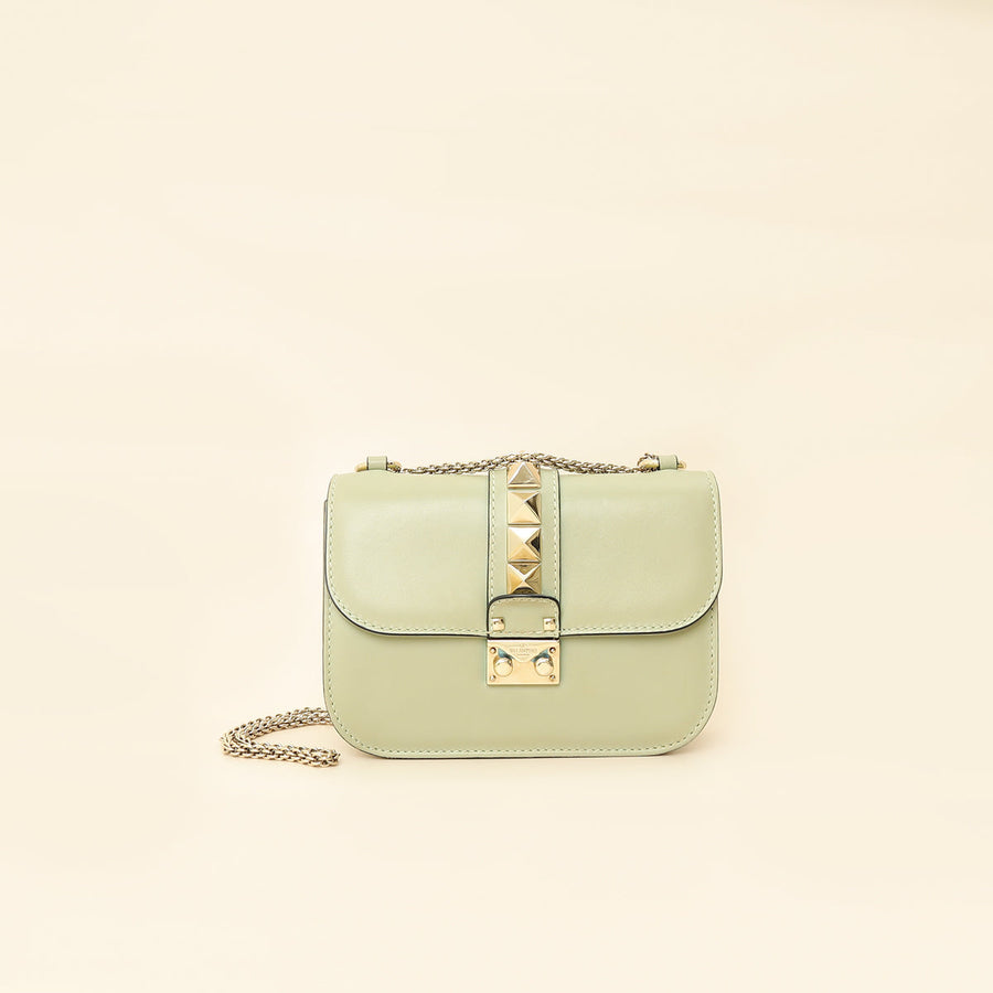 Valentino Pastel Green Glam Lock Small Shoulder Bag