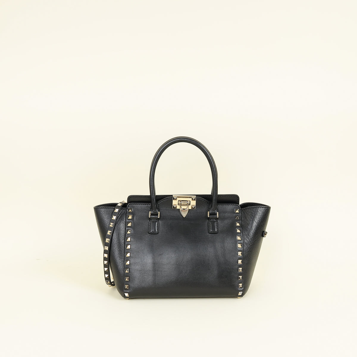 Valentino Black Rockstud Handle Tote Bag