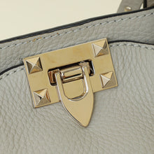 Valentino Light Grey Vitello Rockstud Handle Tote Bag