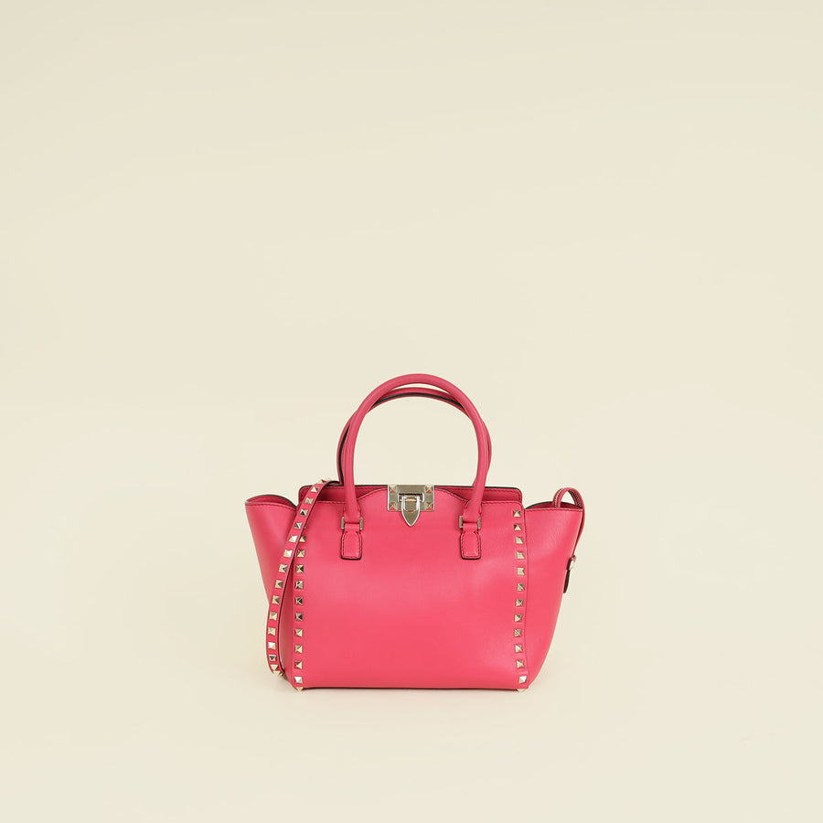 Valentino Fuchsia Rockstud Handle Tote Bag