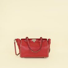 Valentino Red Vitello Rockstud Tote Bag
