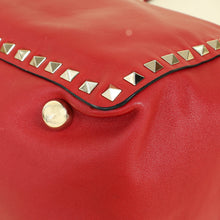Valentino Red Vitello Rockstud Tote Bag