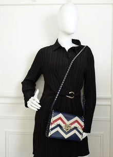 Valentino Tricolor Chevron Rockstud Flap Crossbody Bag