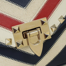 Valentino Tricolor Chevron Rockstud Flap Crossbody Bag
