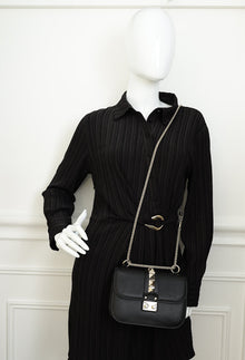 Valentino Black Glam Lock Small Shoulder Bag