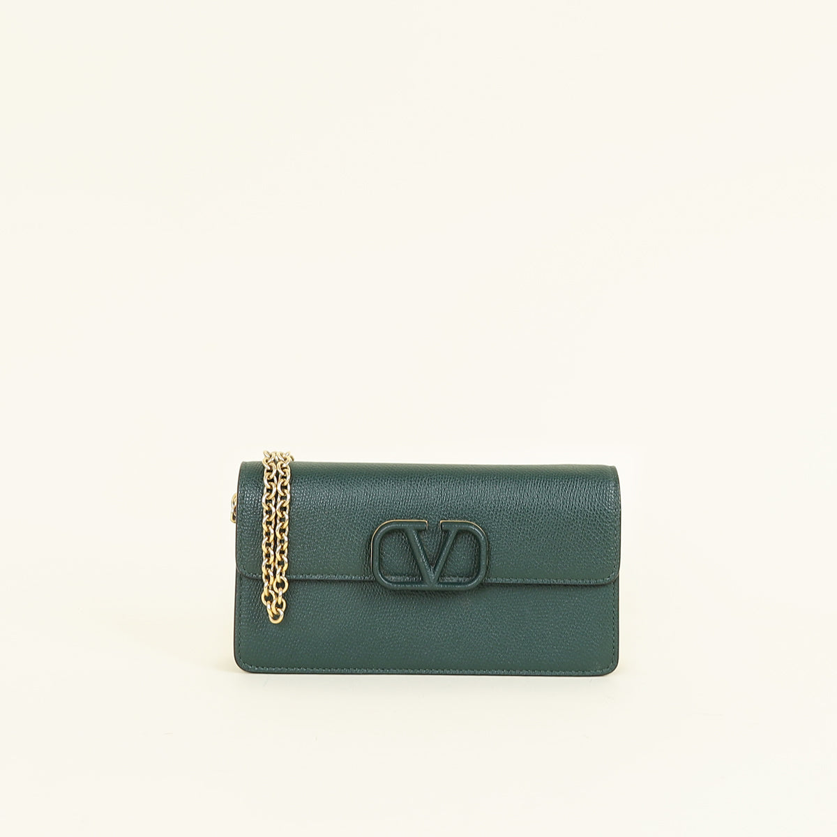 Valentino Emerald Green VLogo Chain Wallet