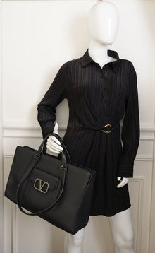 Valentino Black Vlogo Tote Briefcase Bag