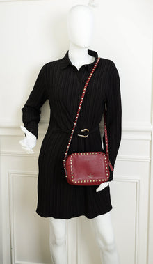Valentino Burgundy Rockstud Camera Crossbody Bag
