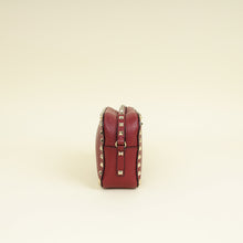 Valentino Burgundy Rockstud Camera Crossbody Bag