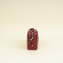 Valentino Burgundy Rockstud Camera Crossbody Bag