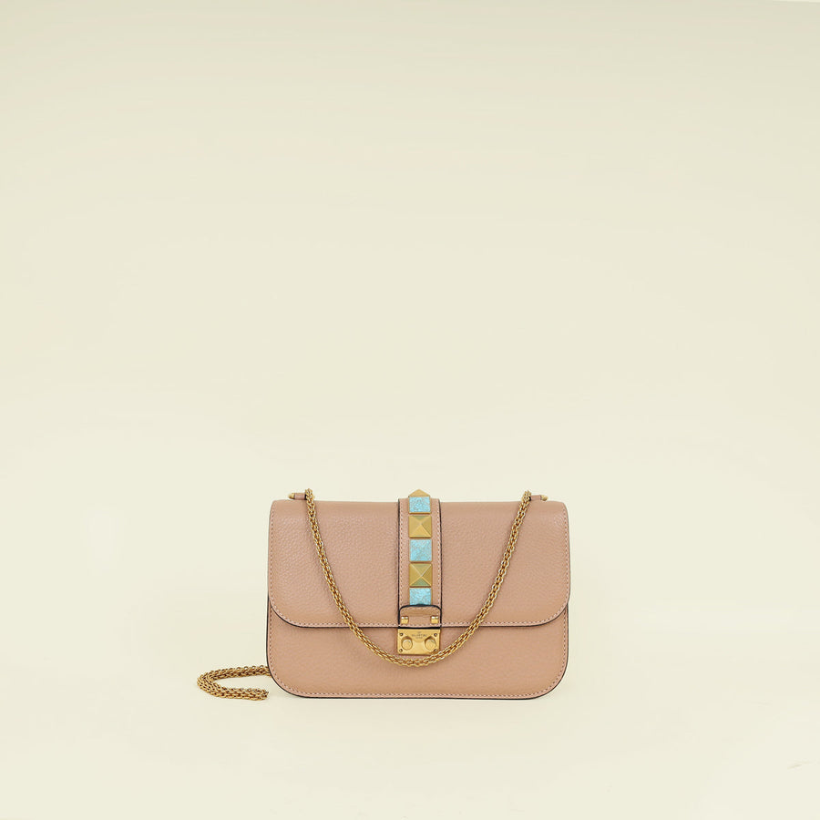 Valentino Rose Canelle Glam Lock Medium Shoulder Bag