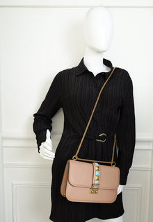 Valentino Rose Canelle Glam Lock Medium Shoulder Bag