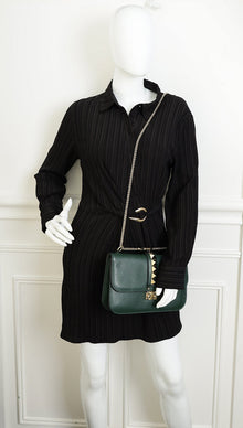Valentino Forest Green Glam Lock Medium Flap Bag