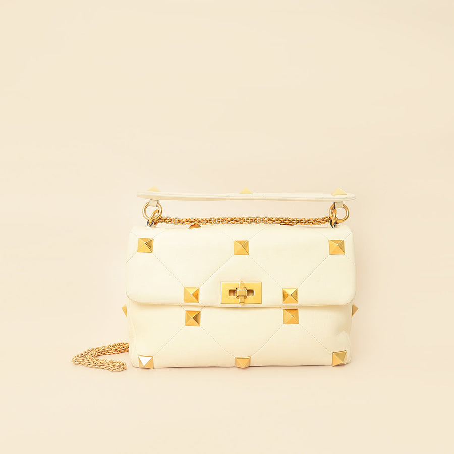 Valentino Ivory Roman Stud The Shoulder Bag