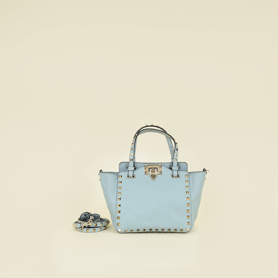 Valentino Light Blue Vitello Rockstud Mini Bag