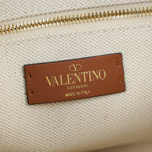 Valentino Bicolor Roman Studs Woven Raffia Large Flap Bag