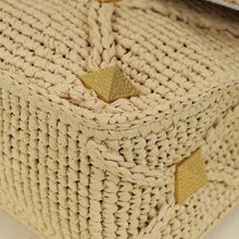Valentino Bicolor Roman Studs Woven Raffia Large Flap Bag