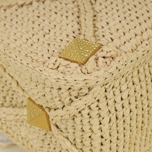 Valentino Bicolor Roman Studs Woven Raffia Large Flap Bag