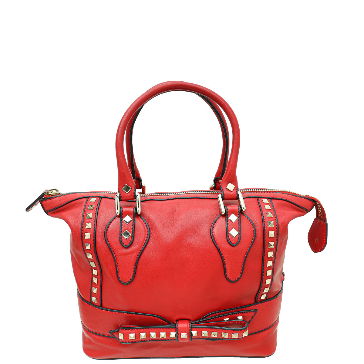 Valentino Red Rockstud Bow Satchel Bag