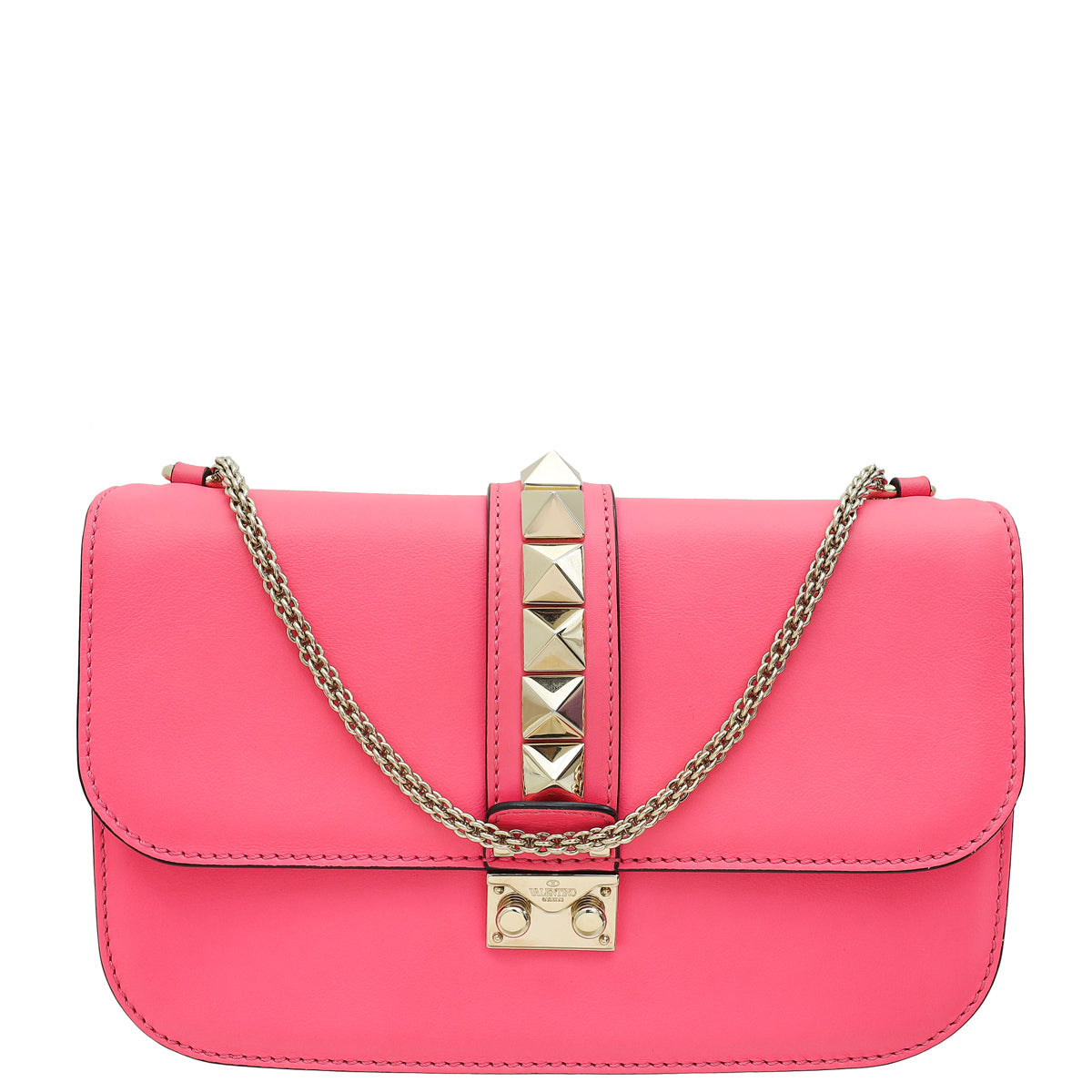 Valentino Hot Pink Glam Lock Medium Flap Bag