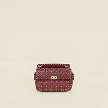 Valentino Burgundy Spike Rockstud Multipocket Flap Bag