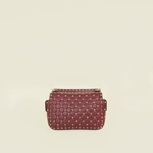 Valentino Burgundy Spike Rockstud Multipocket Flap Bag