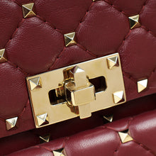 Valentino Burgundy Spike Rockstud Multipocket Flap Bag