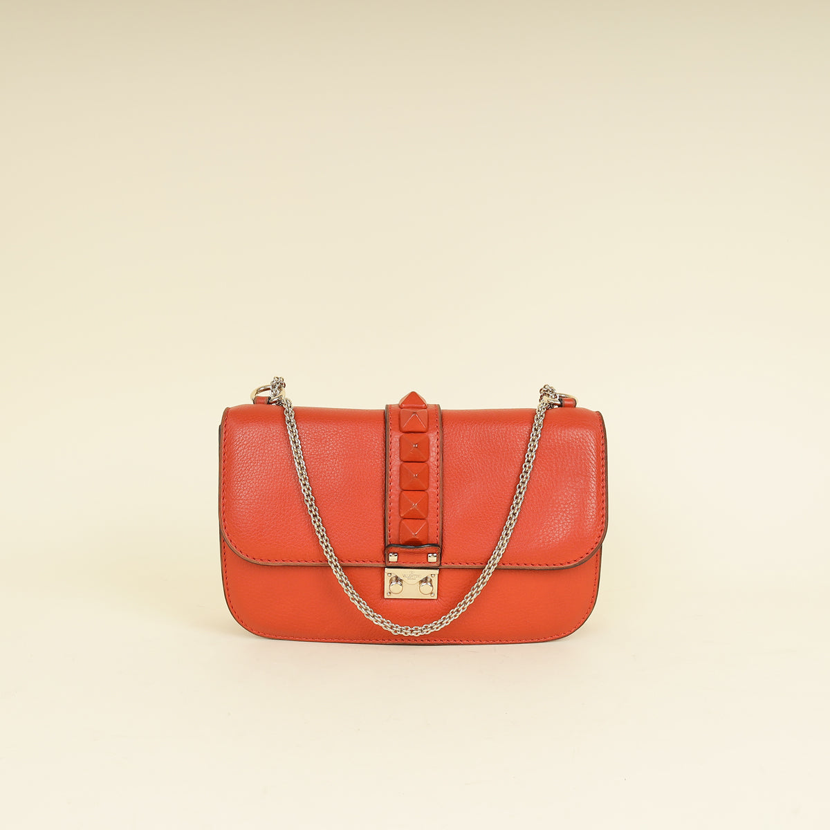 Valentino Rust Glam Lock Medium Shoulder Bag